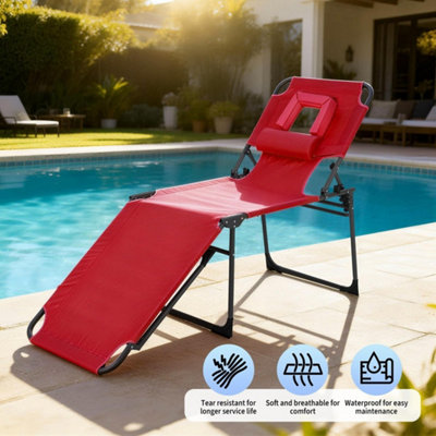  - Folding Tanning Chair Face Hole 5-Position Adjustable Backrest