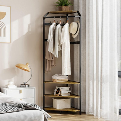  - Corner Coat Rack Hall Tree With Shoe Storage,4-Tier Shelving Unit,for Hallway