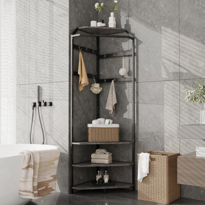  - Corner Coat Rack Hall Tree With Shoe Storage,4-Tier Shelving Unit,for Hallway