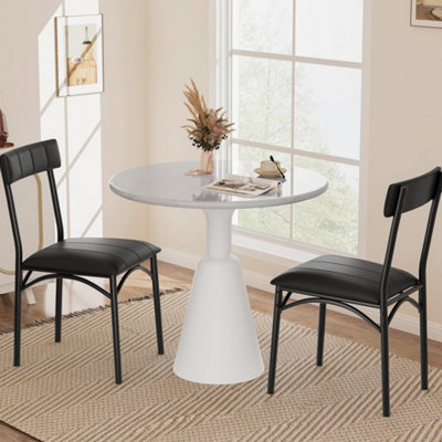  - Pu Leather Dining Chair Set Of 2 Upholstered Kitchen Chairs With Metal Legs