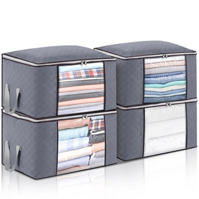 4Pcs Clothes Storage Bags Zipped Organizer Underbed Wardrobe Cube Closet Boxes from B&Q
