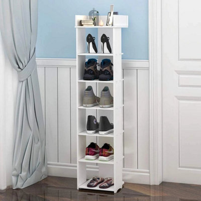 Narrow Shoe Rack Wooden Shoe Shelf 7-Tier Vertical Tall Slim Storage Organizer from B&Q