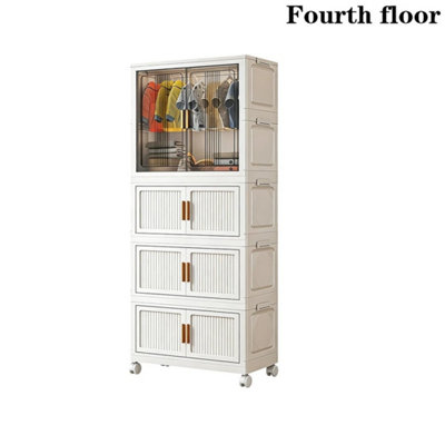Fourth Floor Wardrobe Large Foldable Stackable Closet On Wheels Storage Organization With Rod from B&Q