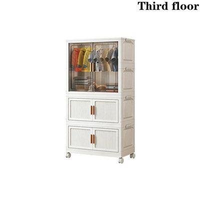 Third Floor Wardrobe Large Foldable Stackable Closet On Wheels Storage Organization With Rod from B&Q