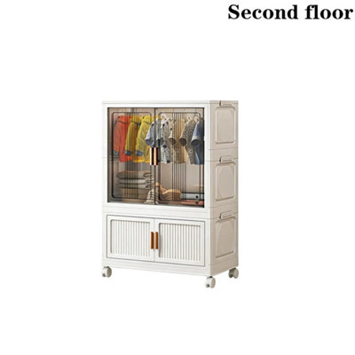 Second Floor Wardrobe Large Foldable Stackable Closet On Wheels Storage Organization With Rod from B&Q
