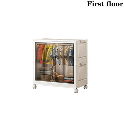 First Floor Wardrobe Large Foldable Stackable Closet On Wheels Storage Organization With Rod from B&Q