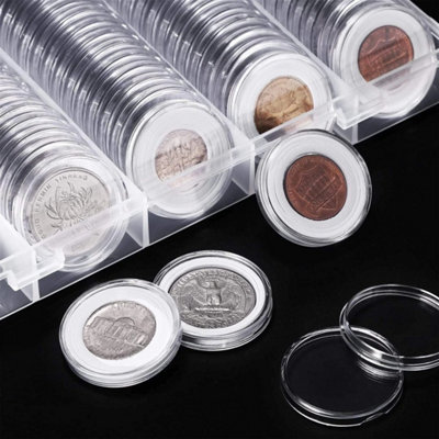 100Pcs Coin Holder Capsules Coin Storage Box Organizer Coin Collection Container from B&Q