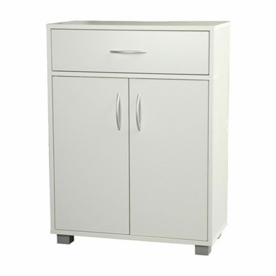 White Wooden Free-Standing Cabinet With Shelves & Drawer from B&Q