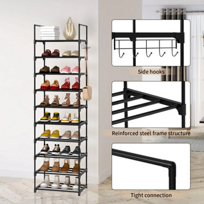 10 Tier Tall Narrow Vertical Shoe Rack Slim Storage Tower Organizer from B&Q
