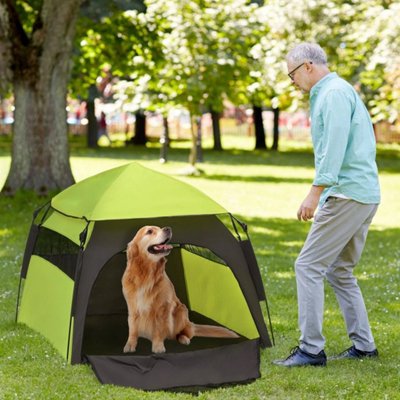  - Green Foldable Dog Cat TentPortable Pet Tent With Carry BagIndoor OutdoorGreen