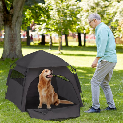  - Grey Foldable Dog Cat TentPortable Pet Tent With Carry BagIndoor OutdoorGreen