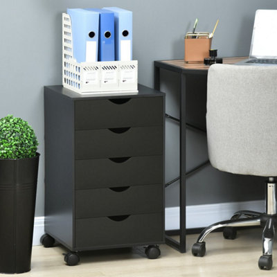  - Black 5 Drawer Filing CabinetVertical Rolling Under Desk Drawer