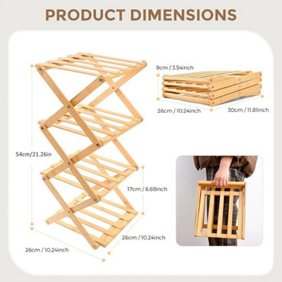 4Tier Foldable Wooden Shoe Rack No Assembly Bamboo from B&Q