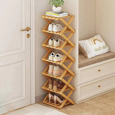 7Tier Foldable Wooden Shoe Rack No Assembly Bamboo from B&Q