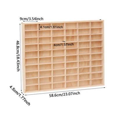  - 58.6 46.8 4.5Cm 60 Grids Wooden Toy Car Display Case For 1/64 Car Model Matchbox Model Diecast