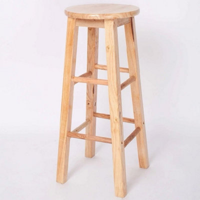 60Cm Wooden Bar Stool Chair Pub Kitchen Breakfast Seat Dining Chair High Stool from B&Q