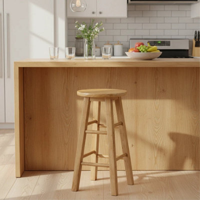60Cm Wooden Bar Stool Kitchen Breakfast Pub Stool Dining Chair Seat Stool from B&Q