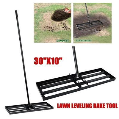 Lawn Leveling Rake 30"x10" Level Lawn Tool With 75" Steel Extended Handle -Black from B&Q