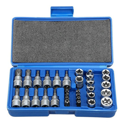 Torx Star Socket & Bit Set Male Female E & T Sockets With Torx Bits  Case 34Pcs from B&Q