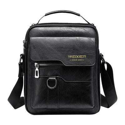  - Black Men's Crossbody Bag Pu Leather Shoulder Messenger Bag For Work Business Travel