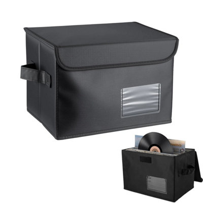12 Inch Vinyl Record Storage Box Stackable&collapsible Lp Organizer With Dust-Proof Lid from B&Q