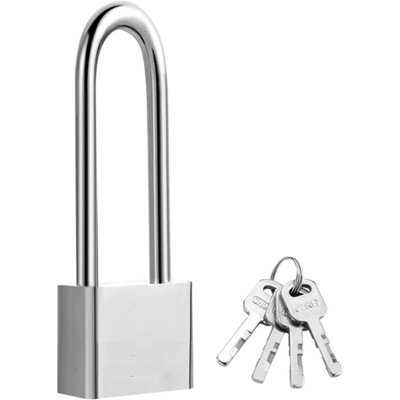  - Stainless Steel Long Shackle Padlocks With 4 Keys Outdoor Shed Weatherproof 70mm
