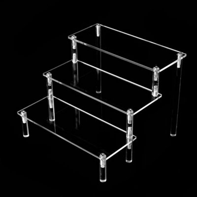 3 Tier Acrylic Riser Display Shelf Removable Rack Display Stand from B&Q