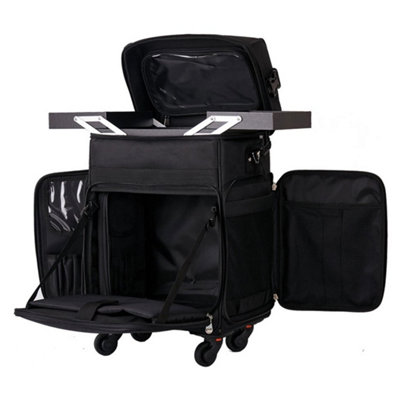 Makeup Train Case Professional Rolling Cosmetic Case With Drawers Travel Trolley from B&Q