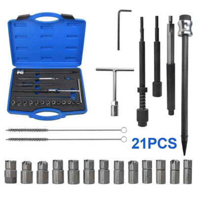  - 21Pcs Professional Diesel Injector Seat Cutter Tool Cleaner Set Universal Kit