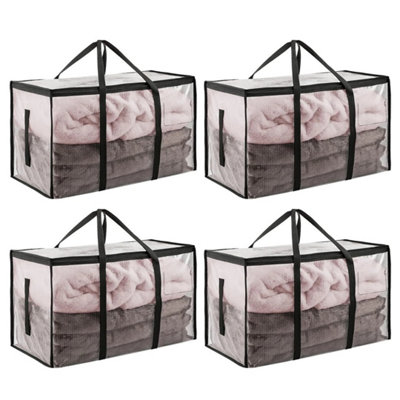 4 Pack Moving Storage Bags 90L Moving Bags Parcel Bags Transparent Moving Bags from B&Q