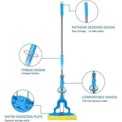 Super Sponge Mop Floor Heavy Duty Telescopic Handle Absorbent Cleaning Laminate from B&Q