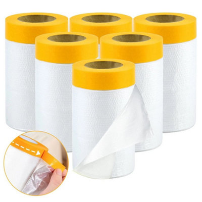 6 Rolls Painters Masking Film 20M Pre Taped Dust Sheets from B&Q