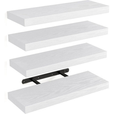 White 15.7In Wall Shelves Wood Floating Shelves Set Of 4 from B&Q