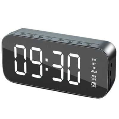 Black Multifunctional Alarm Clock Radio Clock Speaker Mirror Clock Wireless Speaker from B&Q