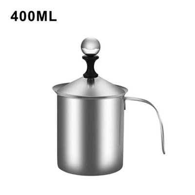 400Ml 304 Stainless Steel Manual Milk Frother Double Mesh Coffee Cappuccino Foamer Creamer