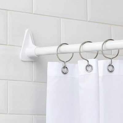 Shower Bath Curtain Rail Pole Track White L Or U Shaped from B&Q