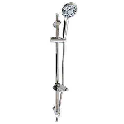 5 Mode Shower Riser Rail Kit Chrome Head Hose Adjustable Retrofit from B&Q