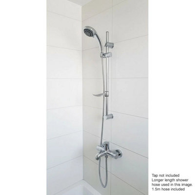  - Adjustable Chrome 6 Mode Handset Shower Slider Riser Rail Kit Head Set