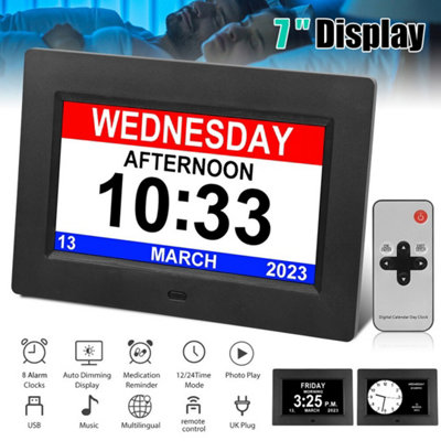 Digital Alarm Clock Day Date Calender For Memory Loss Dementia Elderly Reminder from B&Q