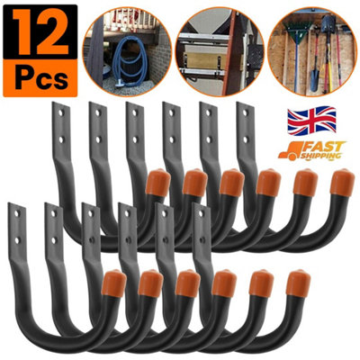  - 12X Heavy Duty Storage Hooks Wall Mount For Ladder Garage Bike Garden Shed Tools