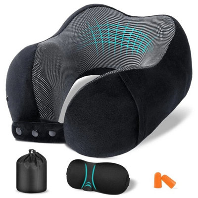 U Shaped Travel Pillow Memory Foam Neck Support Soft Head Rest Plane Car Cushion from B&Q