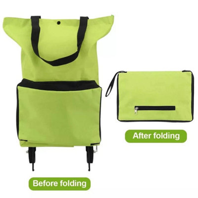 Collapsible Rolling Shopping Bag W/wheels Reusable Folding Shopping Cart Trolley from B&Q