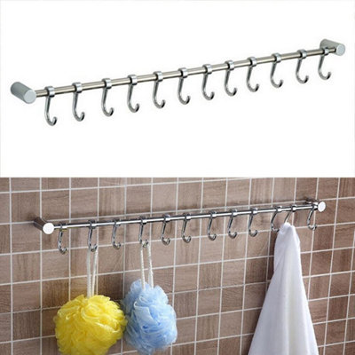 53Cm Wall Mount Kitchen Pot Pan Rail Rack 12 Hooks Utensil Hanger from B&Q