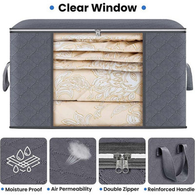 6 Pack 90L Moth Proof Clothes Storage Bags Zip Duvet Organisers from B&Q