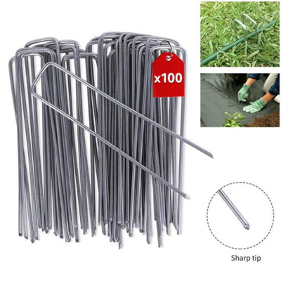 100Pcs Garden Netting Pegs Stakes Turf Staples Securing Lawn U Shaped Nail Pins from B&Q