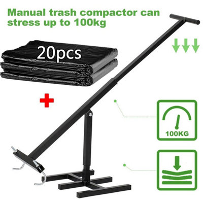  - Wheelie Bin Compactor Manual Press Household Rubbish Trash Recycling Bin+20 Bags
