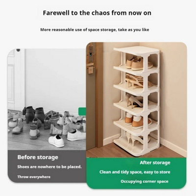  - 5 Tier Narrow Shoe Rack Shoe Shelf Vertical Tall Slim Footwear Storage Organizer White