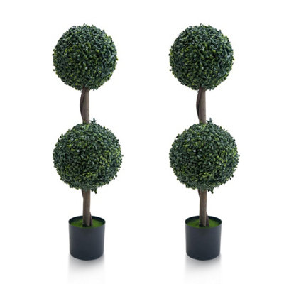  - 2Pcs Boxwood Topiary Ball Trees,uv Resistant Weatherproof Decor