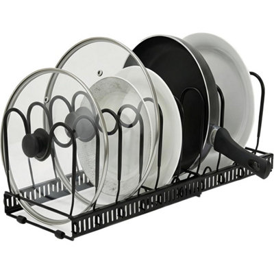  - Expandable Pot Pan Lid Organiser Rack Adjustable Dividers Slots Met