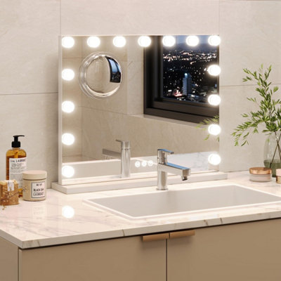 Vanity Makeup Mirror 15 Bulbs 3 Color Modes Wall Or Tabletop 24X22In from B&Q